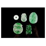 5 PC Assorted Burma Green Jadeite Carved Pendant