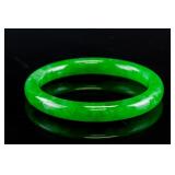 Burma Green Jadeite Carved Bangle