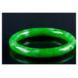 Burma Green Jadeite Carved Bangle