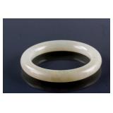 Chinese Hetian White Jadeite Bangle with Record