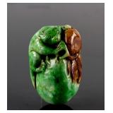 Burma Green and Russet Jadeite Carved Toggle