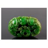 Burma Green Jadeite Carved Lion Toggle