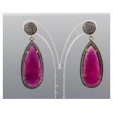 Enhanced Ruby w/Cubic Zirconia Earrings CRV$833