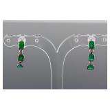 3.4ct Emerald & 0.27ct Diamond Half Hoops Earrings