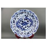 Chinese Yuan Style Blue & White Porcelain Charger