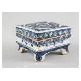 Chinese Blue and White Poreclain Lotus Ink Pad Box
