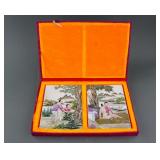 2PC Chinese Famille Rose Porcelain Painting Plaque