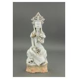 Chinese Yuan Style White Porcelain Guanyin Figure
