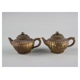 Pair Chinese Metal Teapot with Chen Xianjun Mark