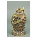 Chinese Bronze Dragon Censer Xuande Mark