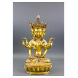 Chinese Gilt Bronze Eight-Arm & Four-Face Guanyin