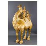 Chinese Tang Gilt Camel Musician w/ Zhenguan Mark
