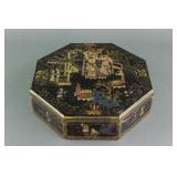 Chinese Gilt Black Lacquer Box w/ Ji Xiang Tang Mk