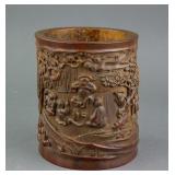 Chinese Qing Period Bamboo Carved Brush Pot