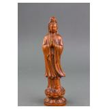 Chinese Fine Boxwood Carved Guanyin Statue