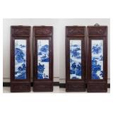 4 PC Zheng Yong b.1962 Porcelain Painting Plaque