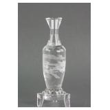 Chinese Crystal Carved Dragon Vase w/ Tripod Stand