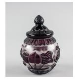 Chinese Purple Peking Glass Pot with Cover