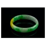 Burma Green and Yellow Jadeite Carved Bangle