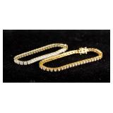 2 PC Chinese Gilt Silver Gemstone Bracelet