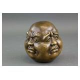 Chinese Bronze Four-Face Figure Head with Mark