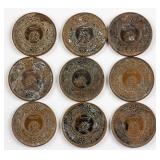 9 PC 1936 Japan 1 Sen Bronze Coin Y-47 JNDA-01-48