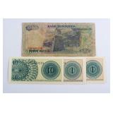 Four Assorted Indonesia Banknote of 1, 10 and 1000