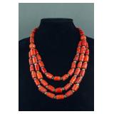 Chinese Red Coral Double Necklace