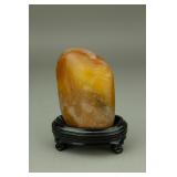 Chinese Tianhuang Stone Carved Shoulder w/ Stand