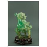 18/19th C. Chinese Green Tourmaline Stone Figure