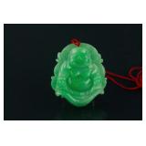 Chinese Green Jade Carved Buddha Pendant