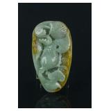 Chinese Russet Green Jadeite Carved Fish Group