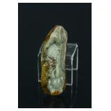 Chinese Russet Green Jadeite Dragon Pendant