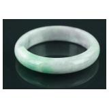 Two Color Green Jade Bangle with Certificate