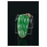 Chinese Green Jadeite Leaf Pendant