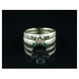 Stamped 14K White Gold Diamond Ring