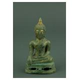 17th Century Burmese Bronze Gilt Buddha Figure