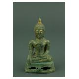 17th Century Burmese Bronze Gilt Buddha Figure