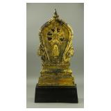 Burmese/Chinese Large Gilt Buddha Metal Plaque