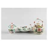 3 PC Famille Rose Porcelain Teapot& Teacup w/Plate