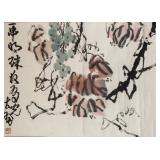 Chinese Watercolour Paper Scroll Signed by Artist