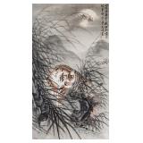 Li Xianjin 20th Century Chinese Watercolour Scroll