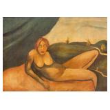 Jandi David 1893-1944 Hungarian Oil Board Nude