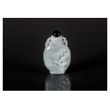 Chinese Green Jadeite Carved Snuff Bottle