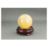 Chinese Agate Carved Ball with Stand