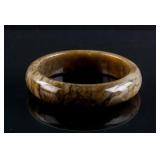 Chinese Brownish Green Jade Carved Bangle