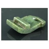 Chinese 19th C. Green Jade Carved Belt Hook