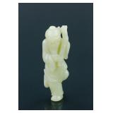 Chinese Jade Carved Figure Holding Bamboo