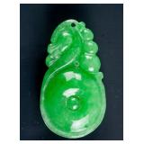 Burma Green Jadeite Carved Dragon Pendant