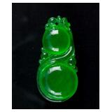 Burma Green Jadeite Carved Dragon Pendant